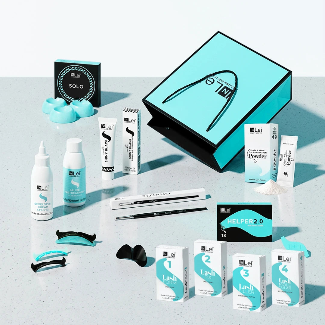 Inlei Korean Lash Lift kit products on a clean surface