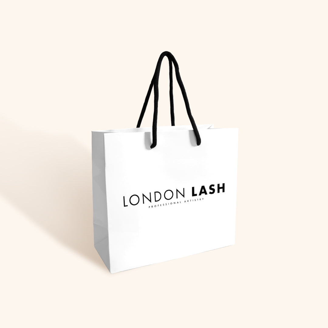 Small White Reusable Paper Bag from London Lash EU