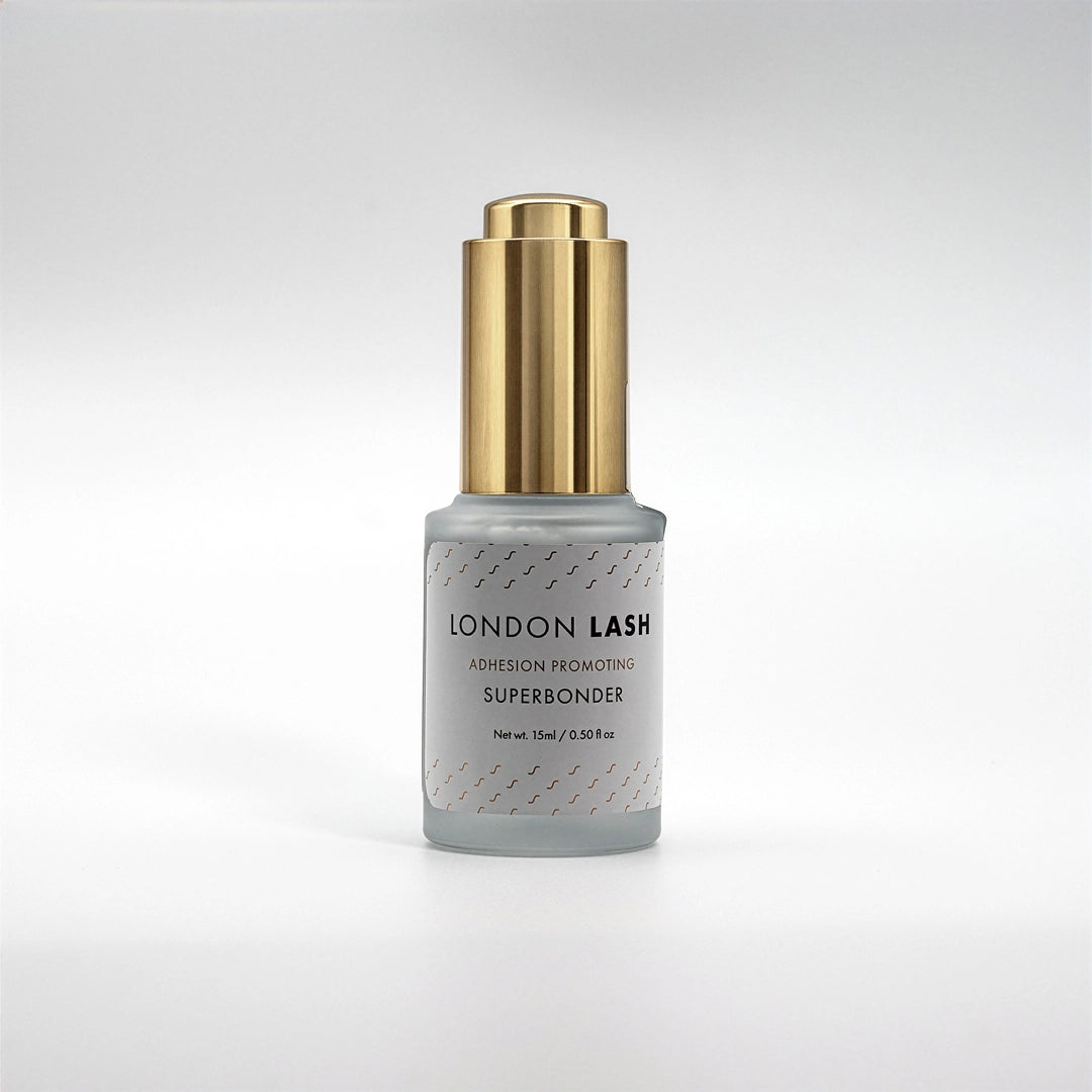Bottle of London Lash Superbonder on a white background