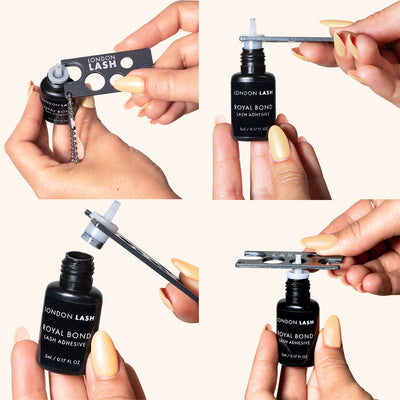Four Images Showing How to Use a Glue Nozzle Opener