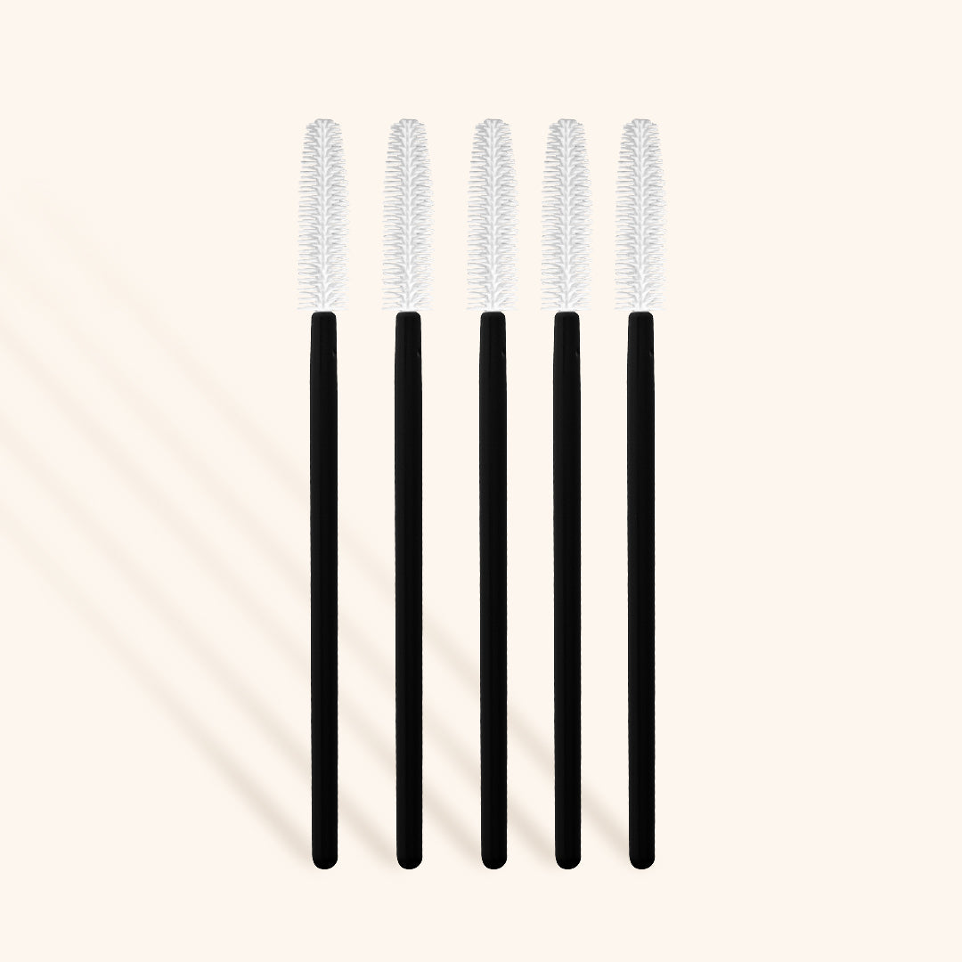 Silicone Mascara Wands in White with Black Handles