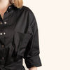 Sleeve View of Lash Artist Wearing London Lash Shirt Style Tunic